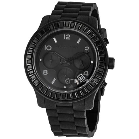 michael kors blackout silicone watch mk5395|Michael Kors Glitz Black Dial Chronograph Ladies .